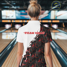 Load image into Gallery viewer, Custom Red Flame Bowling Women Quarter-Zip Shirt, Bowling League Shirt Bowlers Outfit IPHW11268