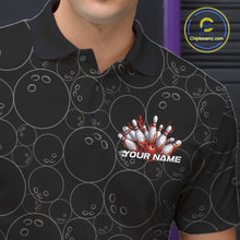 Load image into Gallery viewer, Custom Black And Red Flame Bowling Team Jerseys, Men Polo Bowling Tournament Shirt IPHW11273