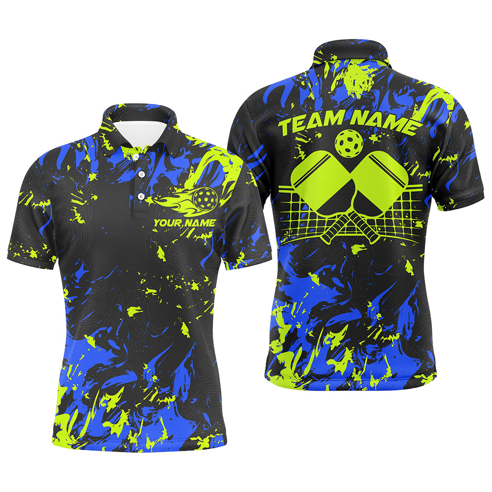 Blue And Green Custom Pickleball Team Shirts For Men, Pickleball Polo Shirts Team Outfits IPHW7445