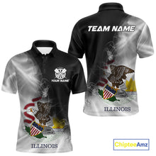 Load image into Gallery viewer, Custom Smoke Flame Illinois Flag Patriotic Darts Shirt For Men, Dart League Team Jerseys IPHW10744