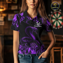 Load image into Gallery viewer, Custom Black And Purple Flame Cobra Snake Dart Women Shirts, Dart League Shirt IPHW10769