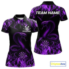Load image into Gallery viewer, Custom Black And Purple Flame Cobra Snake Dart Women Shirts, Dart League Shirt IPHW10769