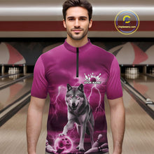 Load image into Gallery viewer, Custom Pink Ligtning Wolf Bowling Team League Shirts For Men, Bowler Outfits IPHW10788
