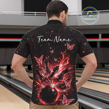 Load image into Gallery viewer, Custom Red Galaxy Butterfly Bowling Men Quarter-Zip Shirt, Flame Bowling Team Jerseys IPHW11008