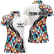 Load image into Gallery viewer, Colorful Bowling Pins Custom Ladies Bowling Polo Shirts, Flame Bowling Outfits For Bowlers IPHW6951