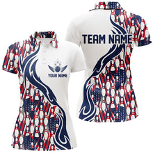 Load image into Gallery viewer, Custom Patriotic Bowling Shirts For Women, Personalized Bowling Team Shirts IPHW6953
