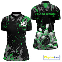 Load image into Gallery viewer, Custom Black And Green Splatter Camo Bowling Team Quarter-Zip Shirts For Women IPHW10796