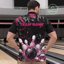 Load image into Gallery viewer, Custom Black And Pink Splatter Camo Bowling Team Quarter-Zip Shirts For Men IPHW10797