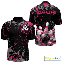 Load image into Gallery viewer, Custom Black And Pink Splatter Camo Bowling Team Quarter-Zip Shirts For Men IPHW10797