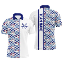 Load image into Gallery viewer, Blue Argyle Custom Bowling Polo Shirts For Men And Women, Custom Bowling Uniforms IPHW6965