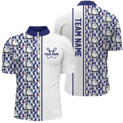 Blue Argyle Custom Bowling Polo Shirts For Men And Women, Custom Bowling Uniforms IPHW6967