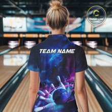 Load image into Gallery viewer, Custom Galaxy Bowling Women Quarter-Zip Shirts, Holographic Bowling League Shirt IPHW9500