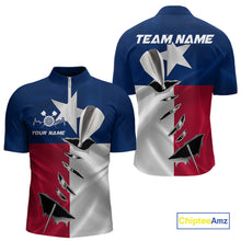 Load image into Gallery viewer, Custom Texas Flag Silver Dart Steel Tip Dart Men Quarter-Zip Shirt, Texas Dart Team Jerseys IPHW9876
