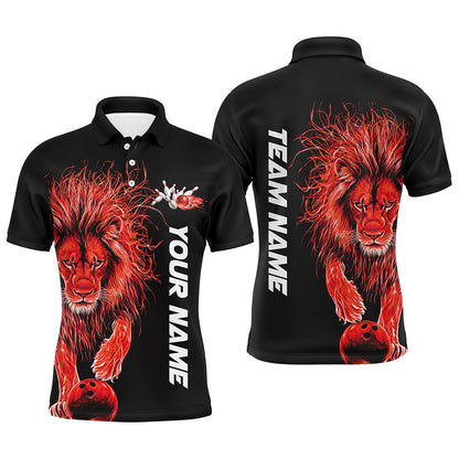 Red Lion Custom Bowling Short Sleeve Shirts For Men, Lion Bowling Team Shirt Bowler Outfits IPHW7528