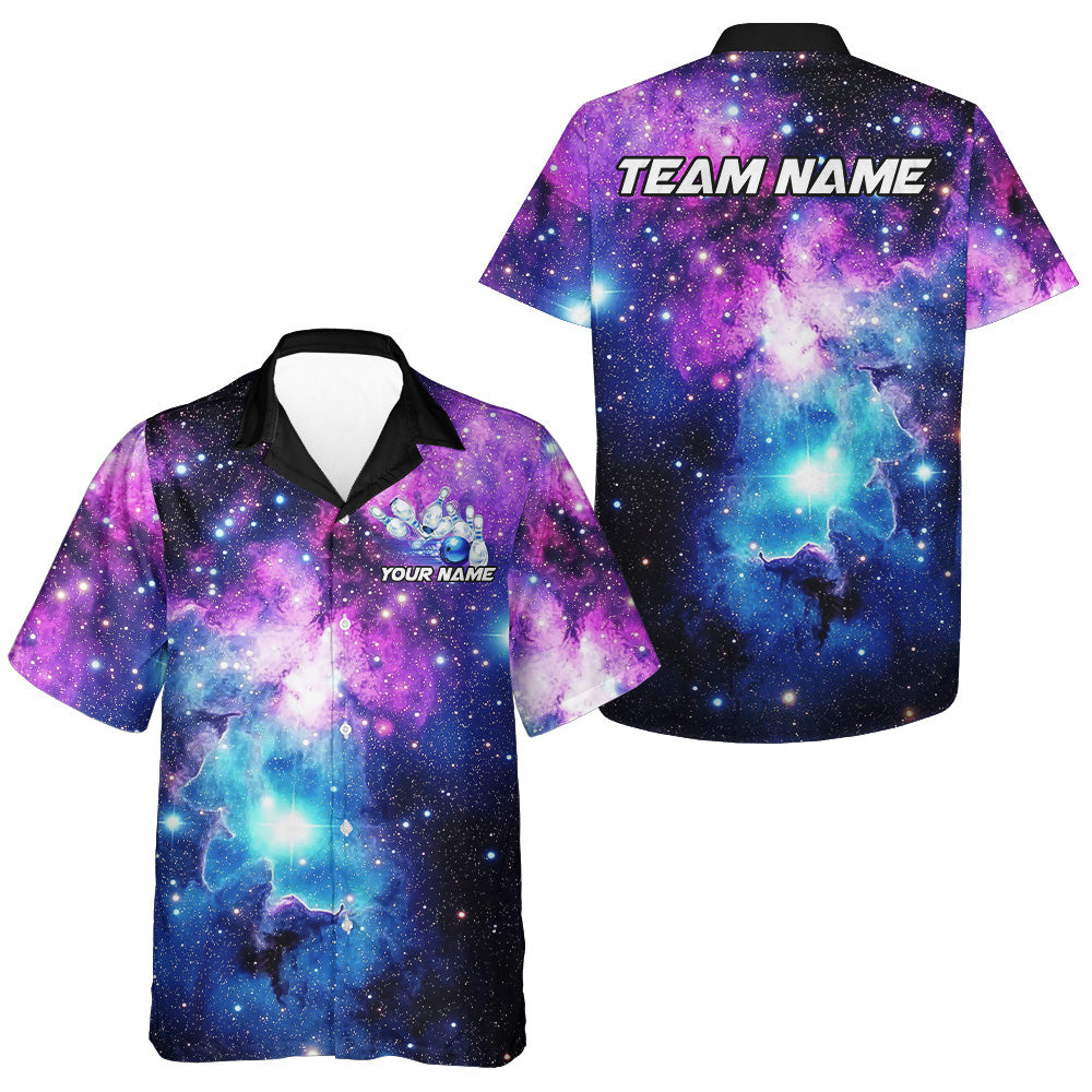 Custom Galaxy Sky Bowling Kid Hawaiian Shirts, Bowling Team Shirts Bowlers Outfits IPHW7545