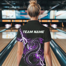 Load image into Gallery viewer, Custom Black And Purple Thunder Lightning Dragon Bowling  Womens Quarter-Zip Shirts IPHW8664