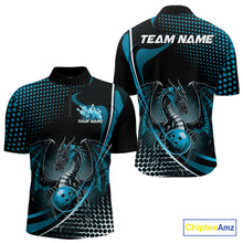Load image into Gallery viewer, Custom Red Dragon Bowling Jerseys, Mystical Bowling Team Uniform Quarter-Zip Shirts For Men IPHW9536