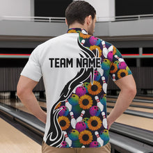 Load image into Gallery viewer, Custom Sunflower Bowling Pattern Quarter-Zip Shirts For Men, Sunflower Bowling Team Shirts IPHW8441