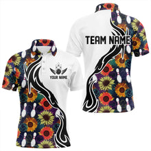 Load image into Gallery viewer, Custom Sunflower Bowling Pattern Polo Shirts For Men, Sunflower Bowling Team Shirts IPHW8442