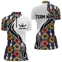 Load image into Gallery viewer, Custom Sunflower Bowling Pattern Quarter-Zip Shirt For Women, Sunflower Bowling Team Shirt IPHW8442