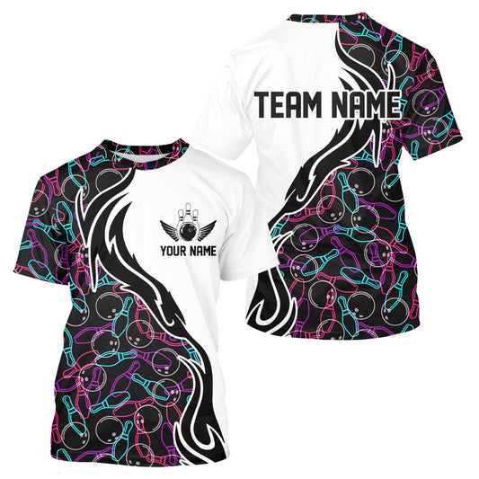 Customized Name Bowling Team T-Shirts For Men Bowling Pattern Bowling League Jerseys IPHW5486