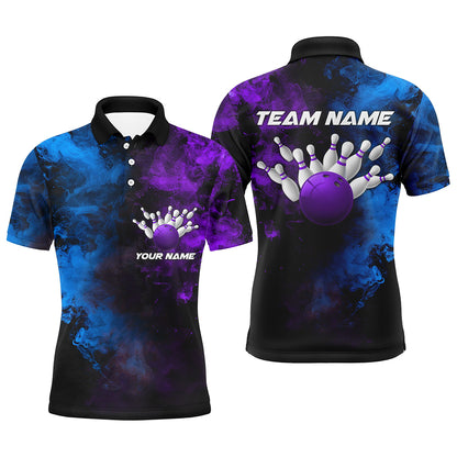 Custom Multi-Color Smoke Bowling Team Shirts For Men And Women, Bowling Polo/ Quarter-Zip Shirts For Bowlers IPHW5931
