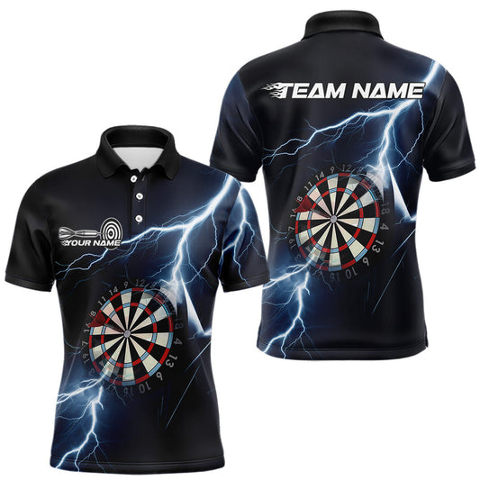 Blue Thunder Lightning Dartboard Custom Dart Polo Shirts For Men, Dart Team League Shirt IPHW8486