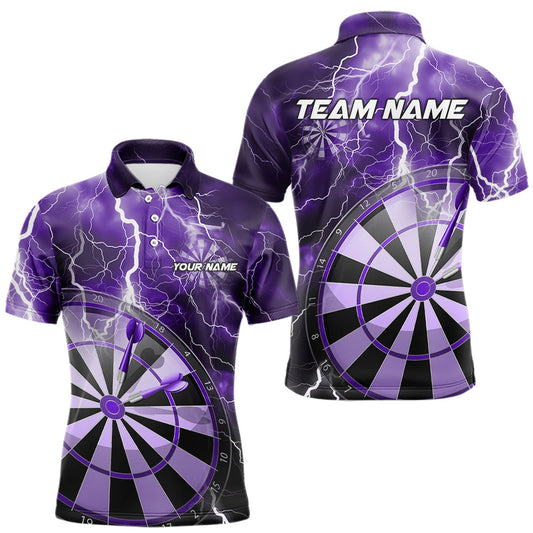 Custom Purple Thunder Lightning Dartboard Dart Polo Shirts For Men, Dart Tournament Team Shirt IPHW8490