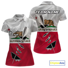 Load image into Gallery viewer, Custom California State Flag Silver Dart Steel Tip Dart Women Polo Shirt, Dart Team Jerseys IPHW10561