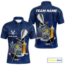 Load image into Gallery viewer, Custom New York State Flag Silver Dart Steel Tip Dart Men Polo Shirt, Dart Team Jerseys IPHW10562