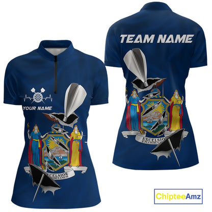 Custom New York State Flag Silver Dart Steel Tip Dart Women Shirt, Dart Team Jerseys IPHW10562
