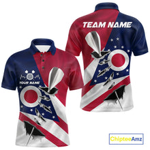 Load image into Gallery viewer, Custom Ohio State Flag Silver Dart Steel Tip Dart Men Polo Shirt, Ohio Dart Team Jerseys IPHW10563