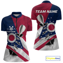 Load image into Gallery viewer, Custom Ohio State Flag Silver Dart Steel Tip Dart Women Shirt, Ohio Dart Team Jerseys IPHW10563