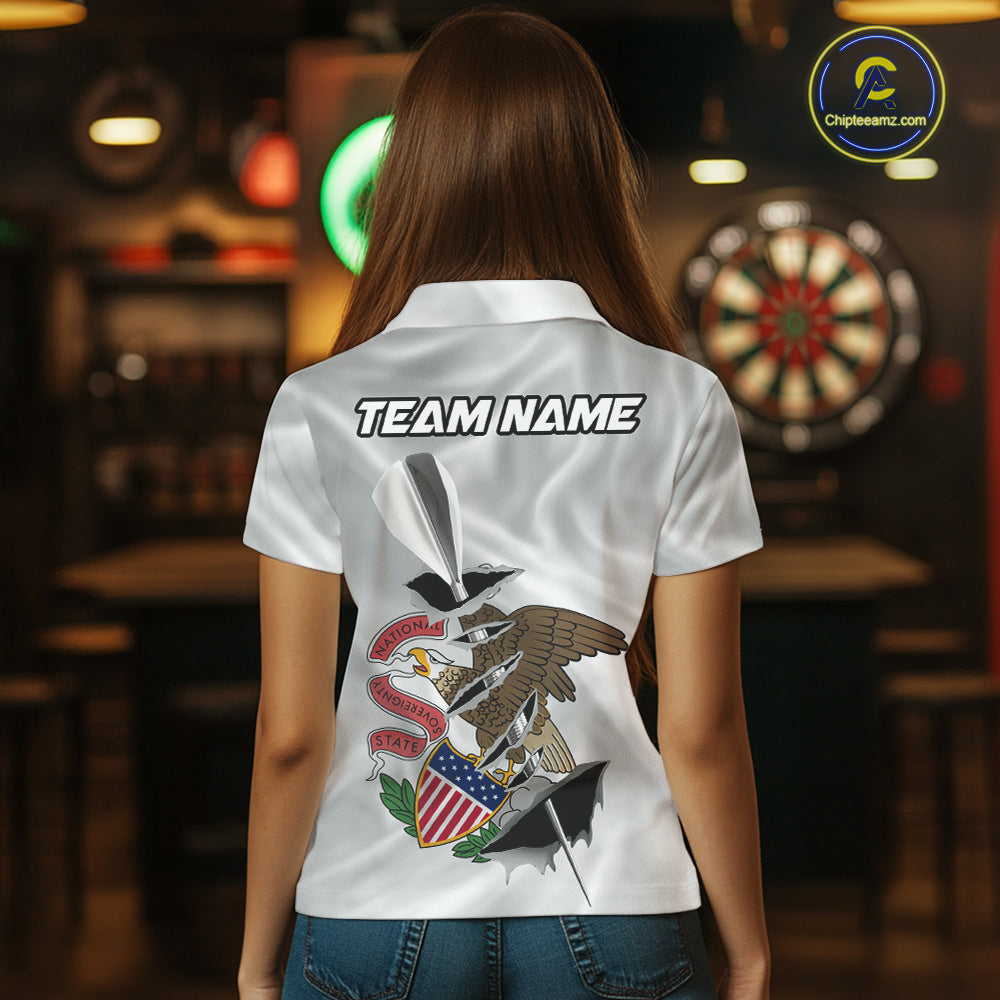 Custom Illinois State Flag Silver Dart Steel Tip Dart Women Polo Shirt, Dart Team Jerseys IPHW10565