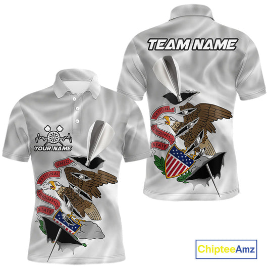 Custom Illinois State Flag Silver Dart Steel Tip Dart Men Polo Shirt, Dart Team Jerseys IPHW10565