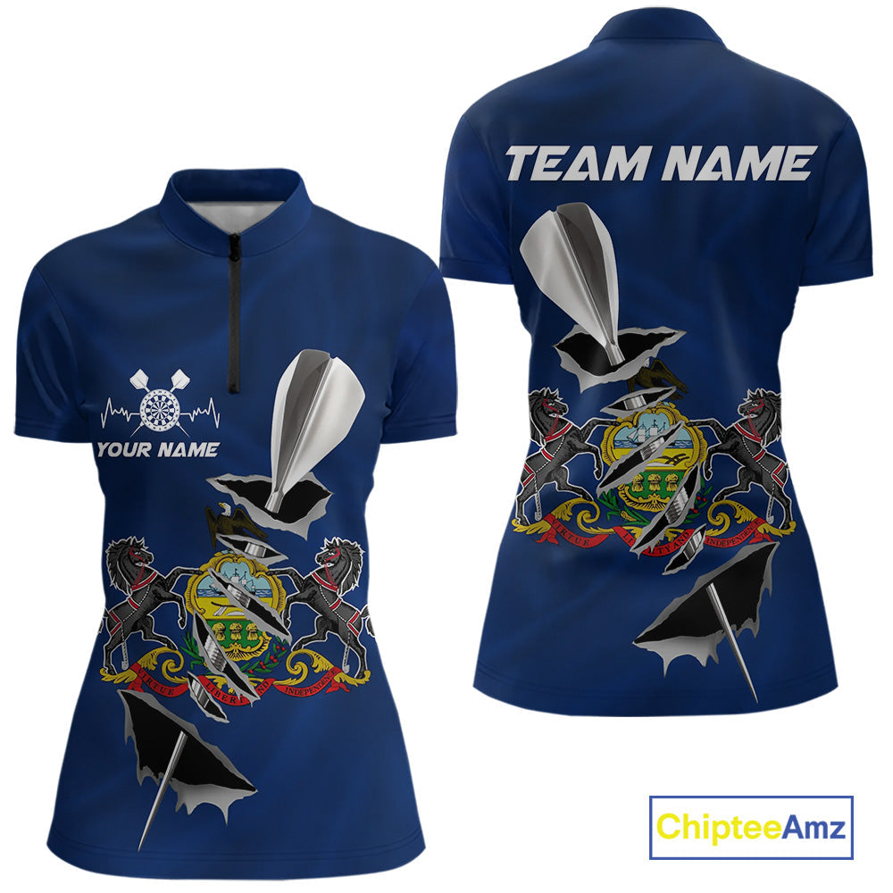 Custom Pennsylvania State Flag Silver Dart Steel Tip Dart Women Shirt, Dart Team Jerseys IPHW10566