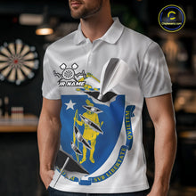 Load image into Gallery viewer, Custom Massachusetts State Flag Silver Dart Steel Tip Dart Men Polo Shirt, Dart Team Jerseys IPHW10567