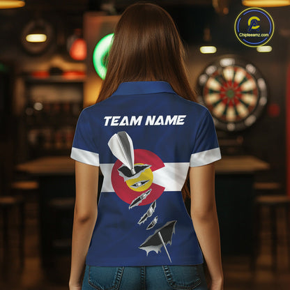 Custom Colorado State Flag Silver Dart Steel Tip Dart Women Polo Shirt, Dart Team Jerseys IPHW10568