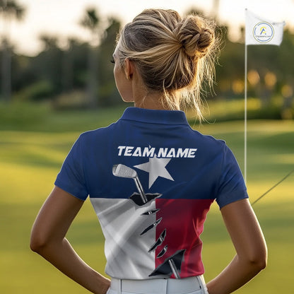Custom Texas State Flag Golf Club Patriotic Golf Team Shirt For Women, TX Golfer Outfit IPHW10582