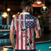 Load image into Gallery viewer, Custom US Flag Silver Billiard Cue Patriotic Billiard 8 Ball Shirts For Men Team Jerseys IPHW10585