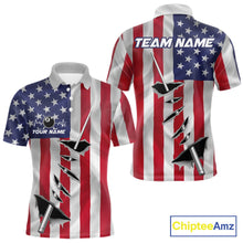 Load image into Gallery viewer, Custom US Flag Silver Billiard Cue Patriotic Billiard 8 Ball Shirts For Men Team Jerseys IPHW10585