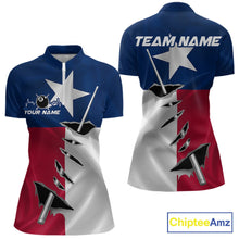 Load image into Gallery viewer, Custom Texas State Flag Silver Billiard Cue Patriotic Billiard 8 Ball Shirts For Women IPHW10587