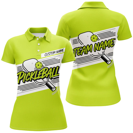 Personalized Women's Pickleball Polo Shirts, Pickleball Tournament Shirts For Team | Green IPHW6705