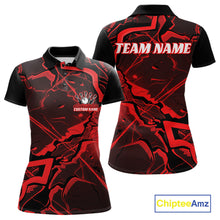 Load image into Gallery viewer, Custom Black And Red Lightning Crack Modern Bowling Team Polo Shirt For Women And Women IPHW11097