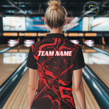 Load image into Gallery viewer, Custom Black And Red Lightning Crack Modern Bowling Team Quarter-Zip Shirt For Women IPHW11097