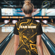 Load image into Gallery viewer, Custom Black And Yellow Lightning Crack Modern Bowling Team Quarter-Zip Shirt For Women IPHW11100