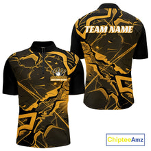 Load image into Gallery viewer, Custom Black And Yellow Lightning Crack Modern Bowling Team Quarter-Zip Shirt For Men And Women IPHW11100