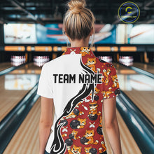 Load image into Gallery viewer, Custom Cute Funny Ginger Tabby Cat Bowling Women Quarter-Zip Shirts, Bowling Team Shirt IPHW10318