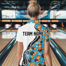 Load image into Gallery viewer, Custom Cute Funny Ginger Tabby Cat Bowling Women Polo Shirts, Cat Bowling Team Shirt IPHW10320