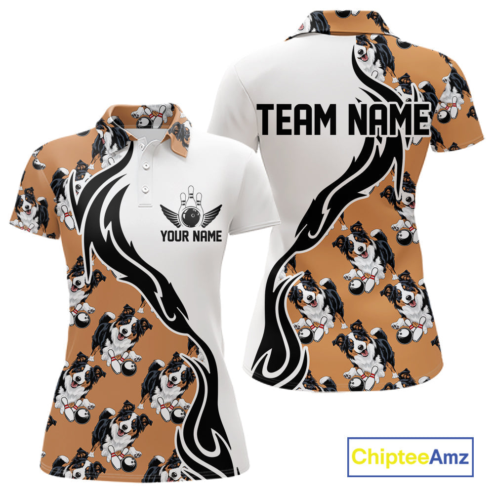 Custom Funny Border Collie Dog Women Bowling Team Shirt, Dog Lovers Bowling Uniform IPHW10322